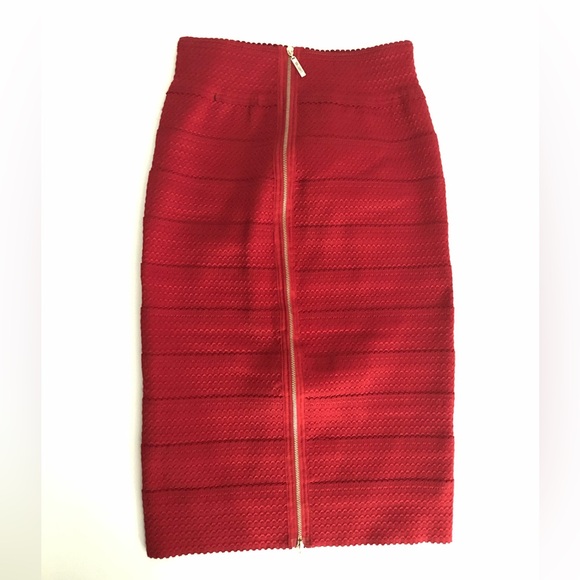 BCBGMaxAziria Red Bandage Bodycon Pencil Skirt | XS - Picture 2 of 6